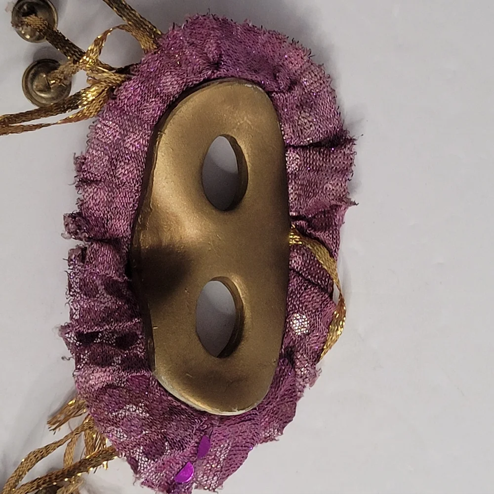 Purple and Gold Masquerade Mask with Bells. 332